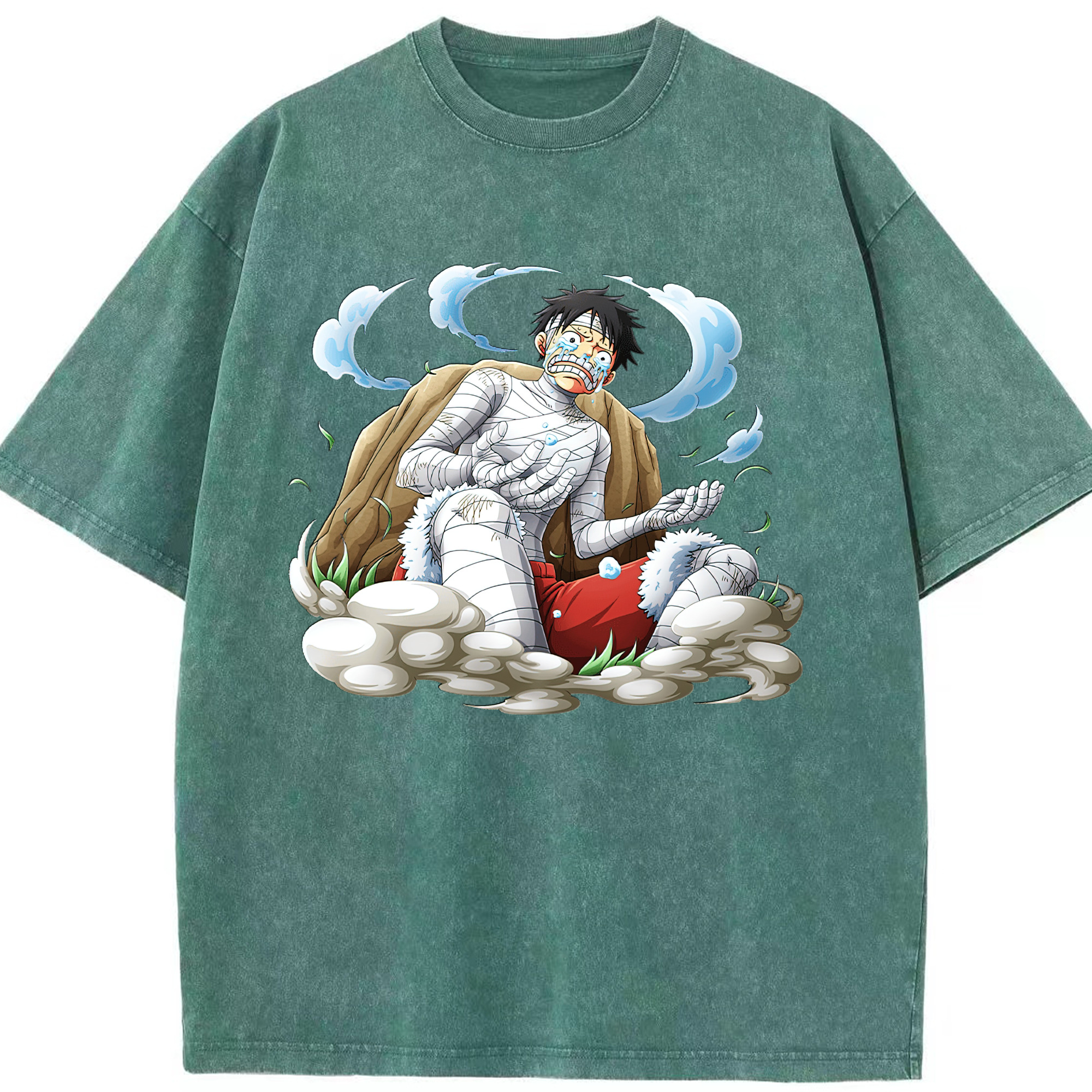 ワンピース モンキー・D・ルフィ ONE PIECE Monkey D. Luffy 綿100% ヴィンテージ風 半袖Tシャツ（フロントプリント）